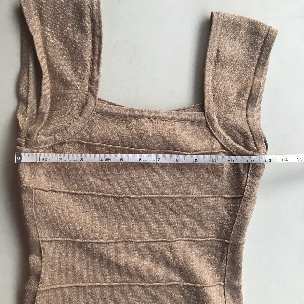 FOREVER 21 | Y2K Champagne Gold Bodycon Bandage Mini Sparkle Dress - Picture 8 of 11